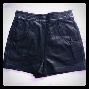 Leather high waisted shorts